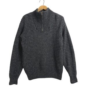 London Fog Outdoors Unlimited Mens Charcoal Wool Blend Quarter Zip Sweater Small